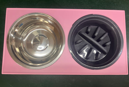 Adjustable Height Pet Feeding Bowl with Stainless Steel and Slow Feeder